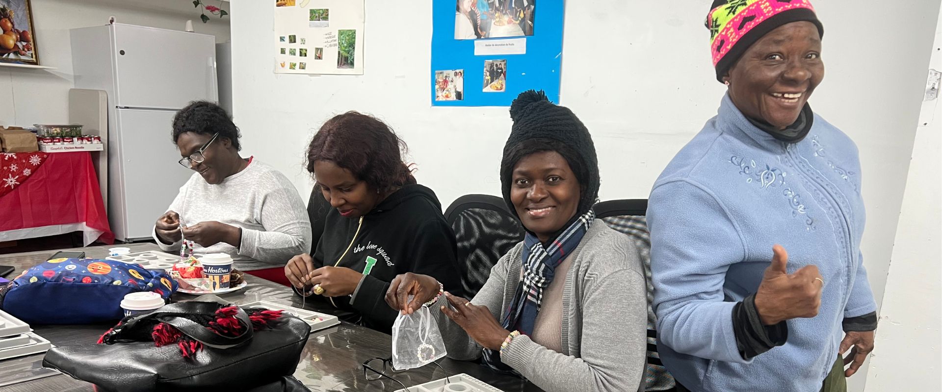 Women from the Seeking Life program crafting together